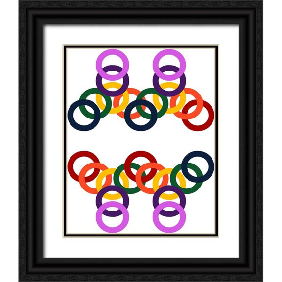 Homawoo, Richard 20x24 Black Ornate Wood Framed with Double Matting Museum Art Print Titled - Rainbow Circles-4