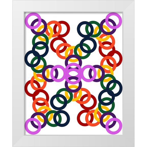 Homawoo, Richard 20x24 White Modern Wood Framed Museum Art Print Titled - Rainbow Circles-18