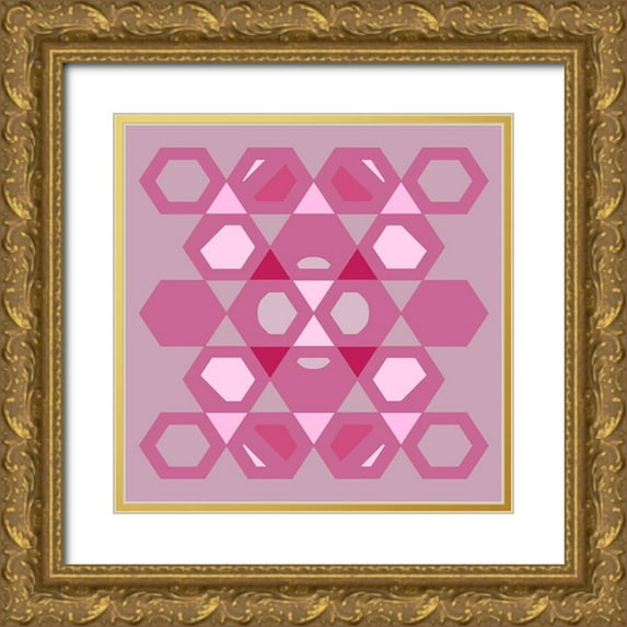 Homawoo, Richard 26x26 Gold Ornate Wood Framed with Double Matting Museum Art Print Titled - Hexagon Pattern-29