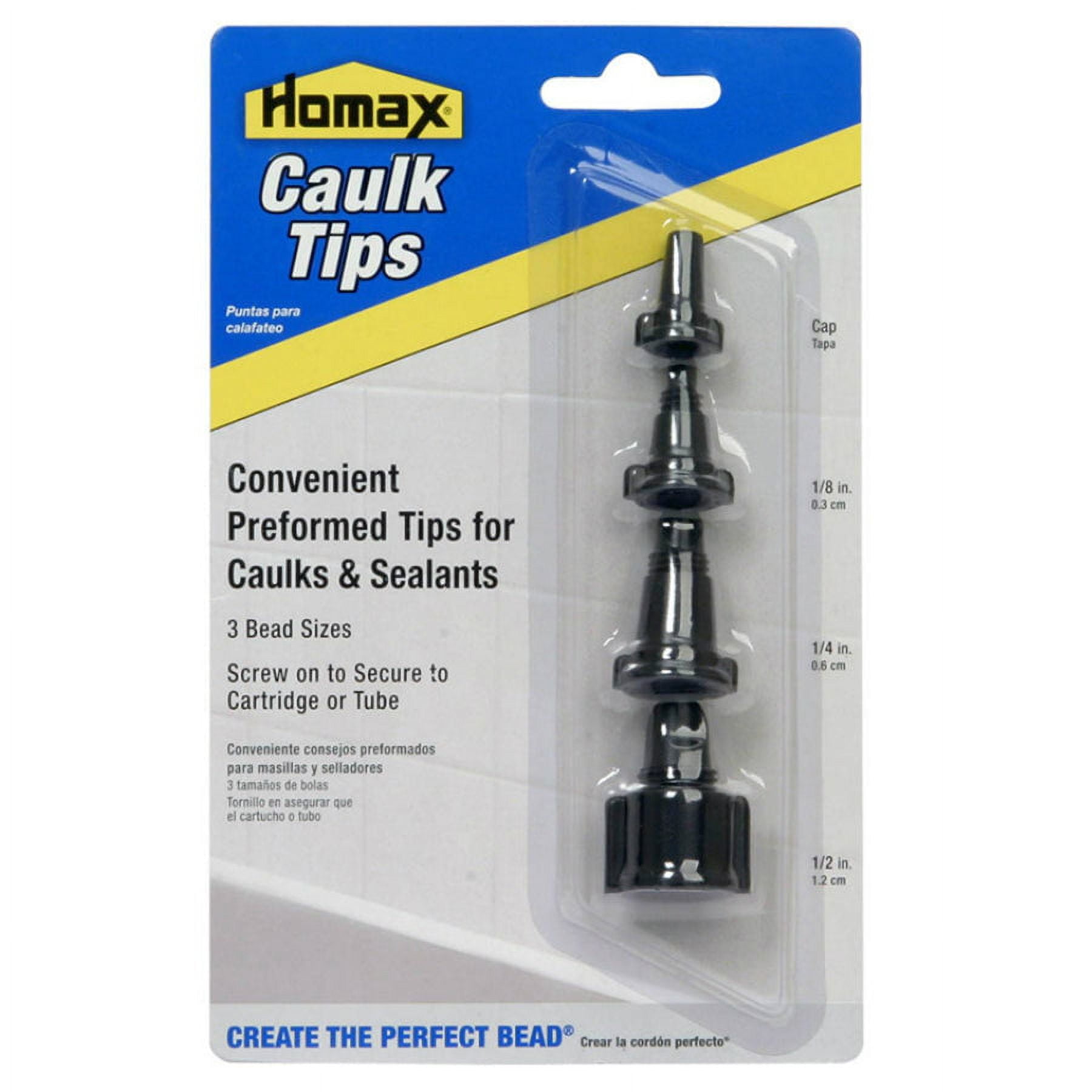 Homax 2406 Caulk Tip & Cap with 3 Bead 1/8", 1/4", 1/2", Each