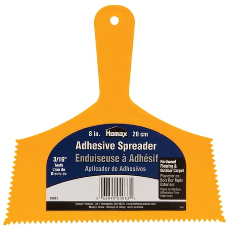 Homax Plastic Adhesive Spreader for Hardwood Flooring and Outdoor Carpet, 8", 3/16" Tooth