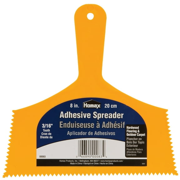 Homax Plastic Adhesive Spreader for Hardwood Flooring and Outdoor Carpet, 8", 3/16" Tooth