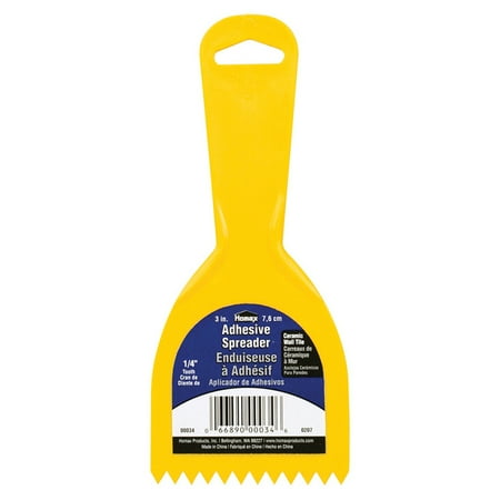 Homax Plastic Adhesive Spreader, 3 Inch, 1/4 inch Notch, Yellow