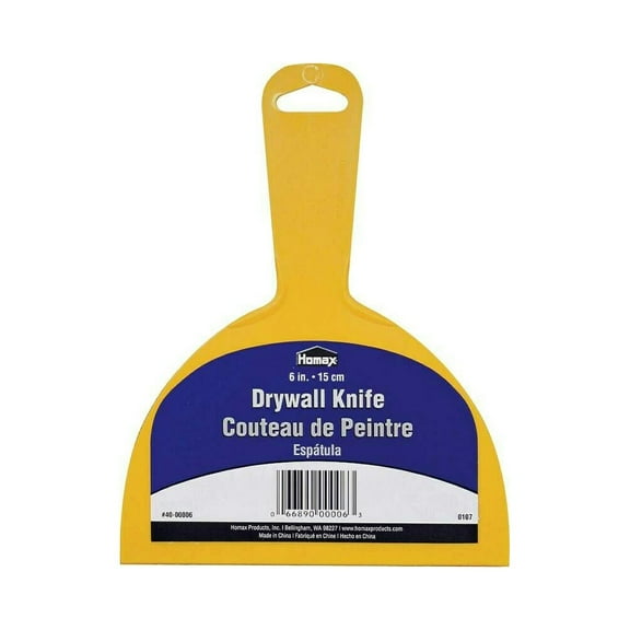 Homax Plastic Drywall Knife Scraper, Patching and Repair Tool, Yellow, 6"