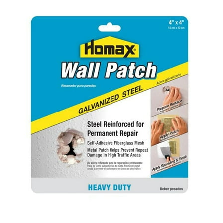 Homax Wall Patch Heavy-Duty Galvanized Steel, 4 x 4 in.