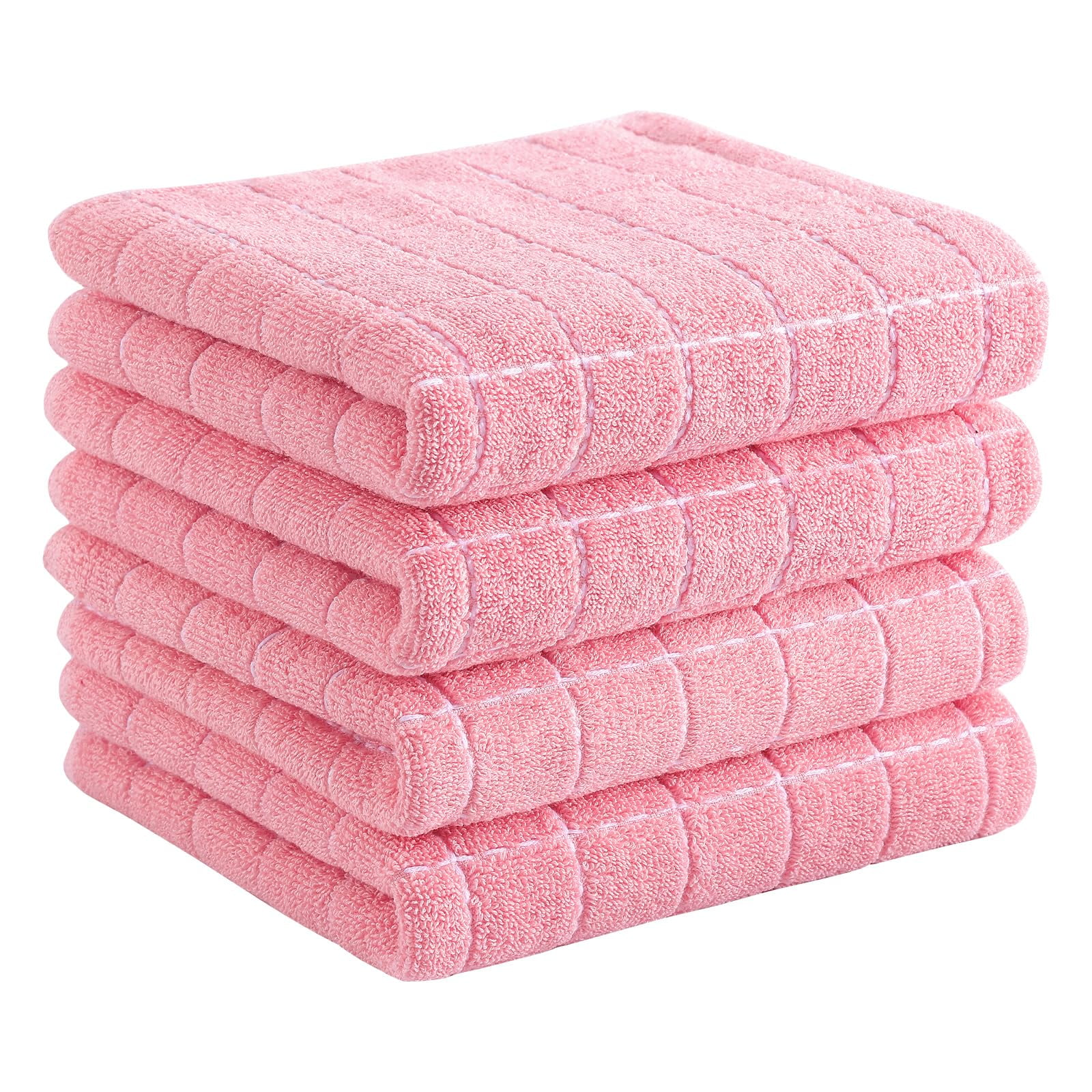 Pink Cotton Terry Checkered Kitchen Towels Set, 13 x 28 inches