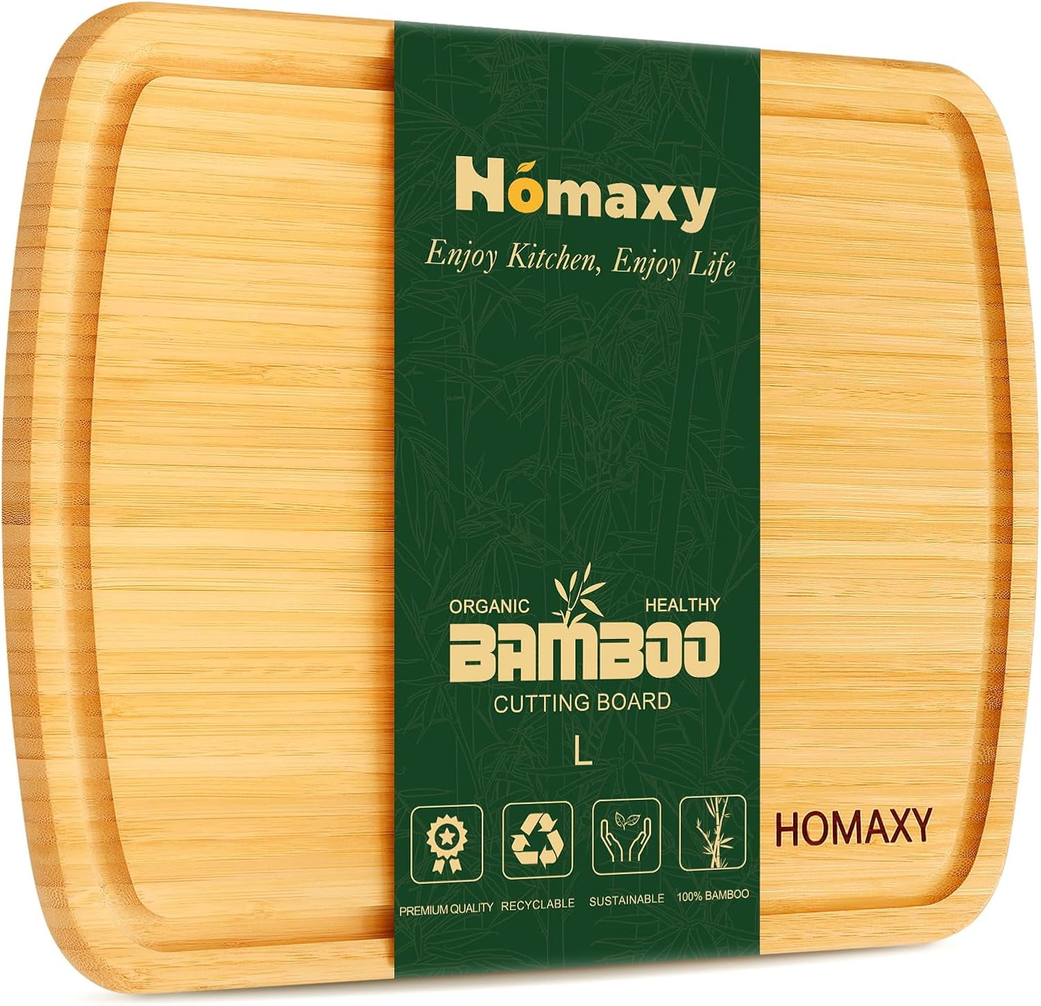 Homaxy Large Bamboo Cutting Boards For Kitchen,14.5X11.5" Wood L