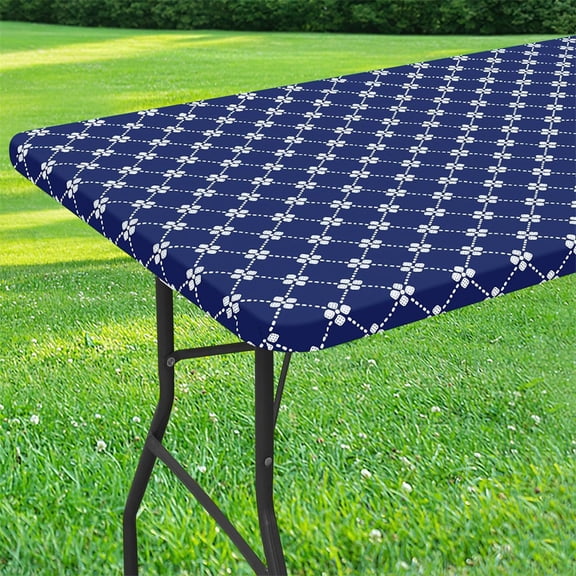 Homaxy Rectangle Table Cloth Elastic Fitted Flannel Backed Tablecloth Waterproof Plastic Table Cover For Picnic Camping Outdoor