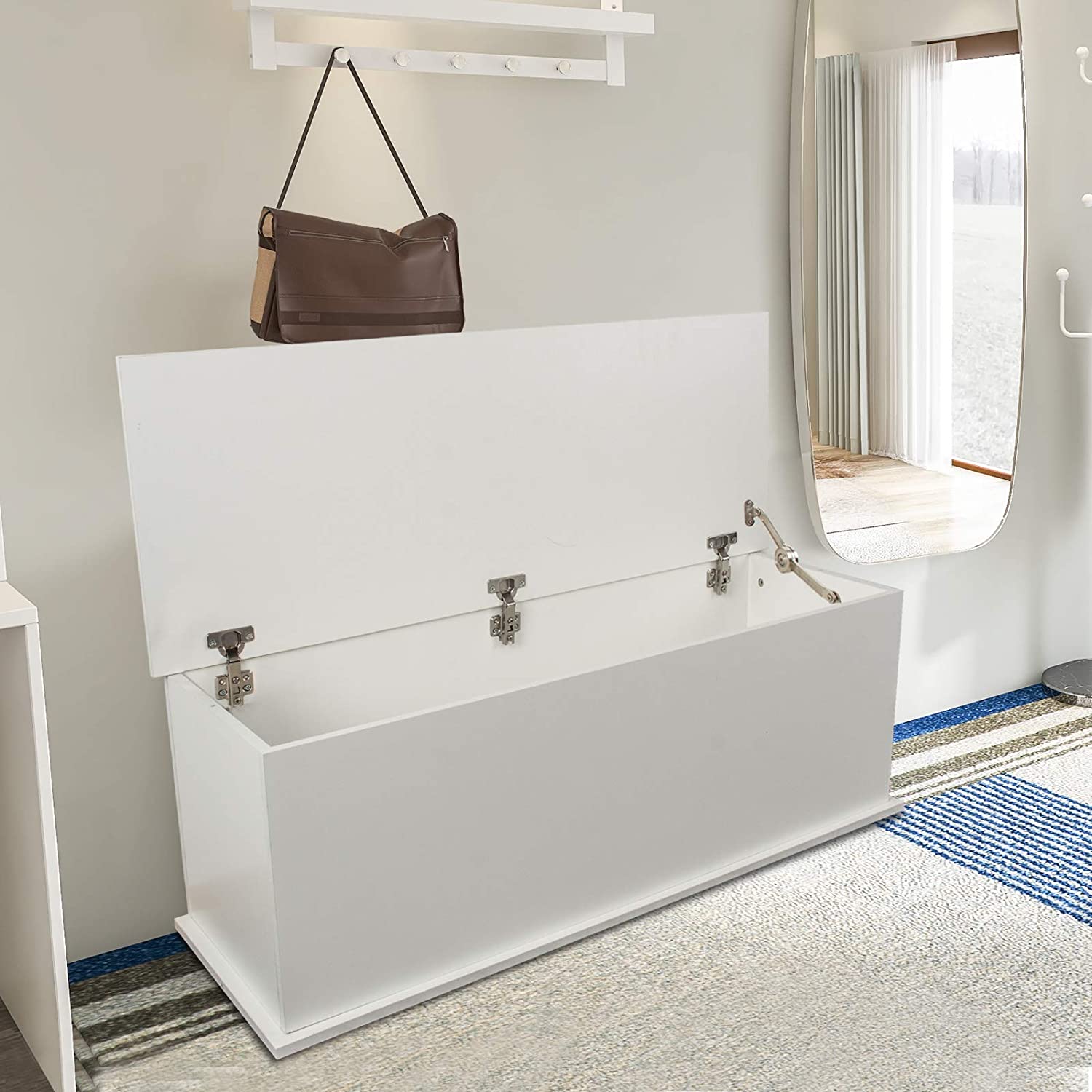 Hombay Entryway Storage Chest Trunk, Lift Top Organizer Wood Box Bench ...