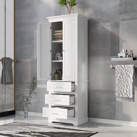 Doors Floor 3 Hombay Tall Storage Cabinet with Drawers and Doors, Wood Floor