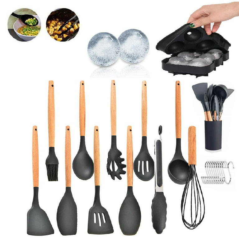 Homchum 14Pcs Silicone Cooking Utensil & 6 Holes Ice Ball Maker Set, Non-  Stick Kitchen Gadgets Tools, Sphere Mould Christmas Gifts for Party 