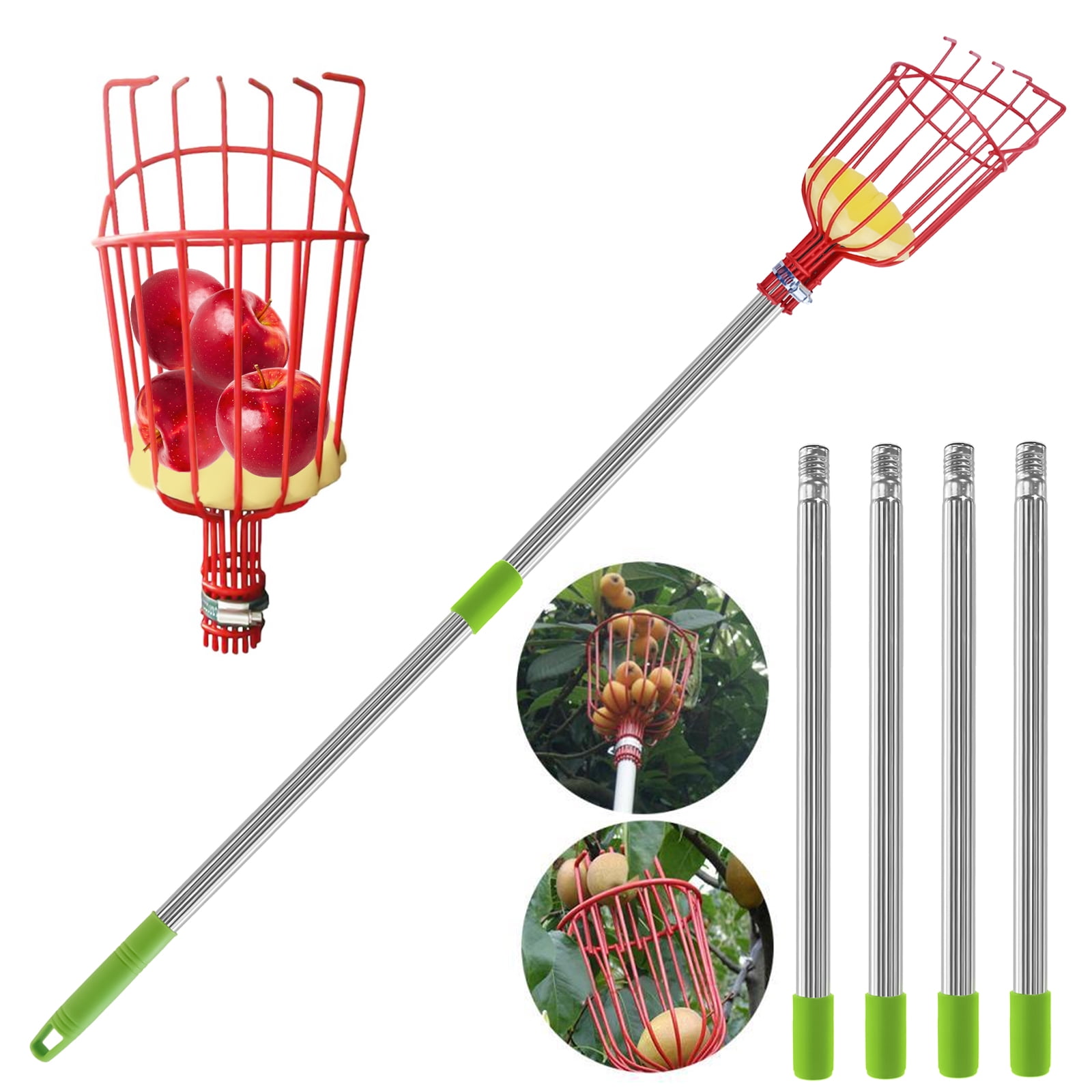 Homchum Fruit Tree Picker Harvester 94.5″ Long Lightweight Gardening