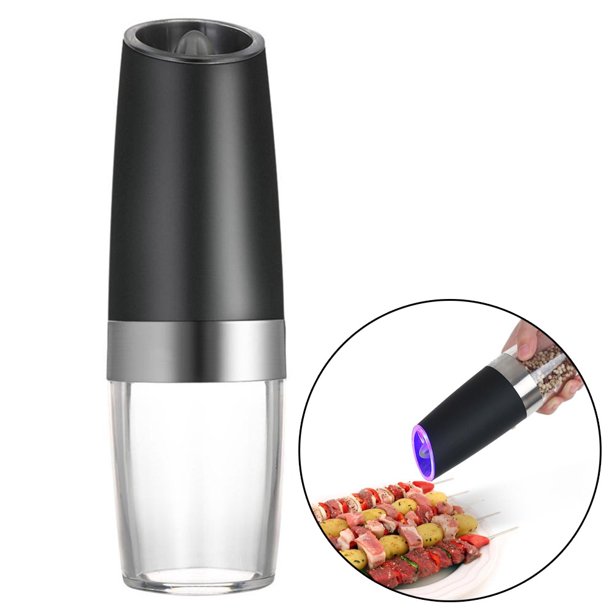 Homchum Gravity Electric Salt Shaker, Automatic Pepper Grinder, Battery