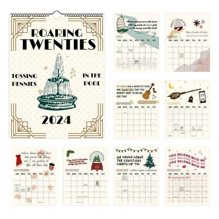 2024 Roaring Twenties Calendar Wall Decor Jan 2024 - Dec 2024 12