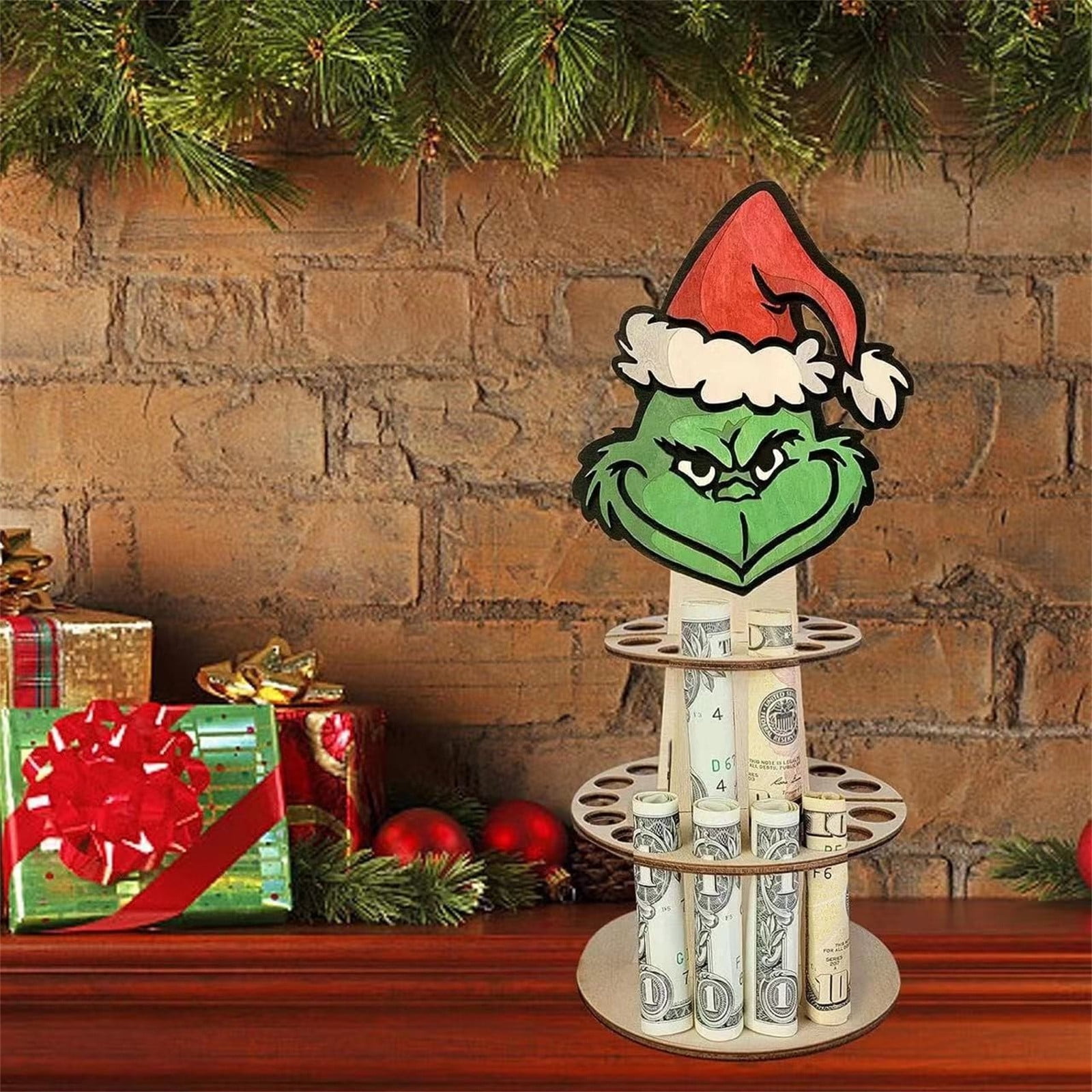 Homchy Christmas Grinch Decoration Christmas Unique Money Holder DoubleLayer Cash Holders