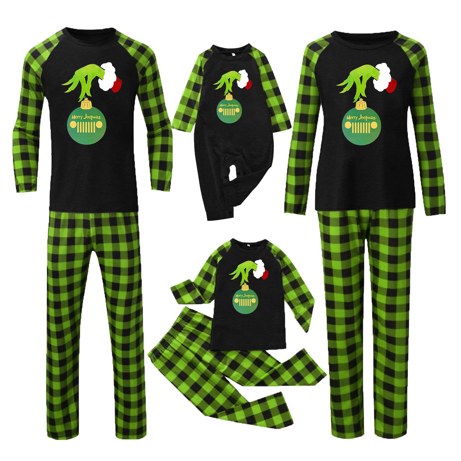 Homchy Christmas Grinch Pajamas Family Pajamas Christmas Plaid Printed