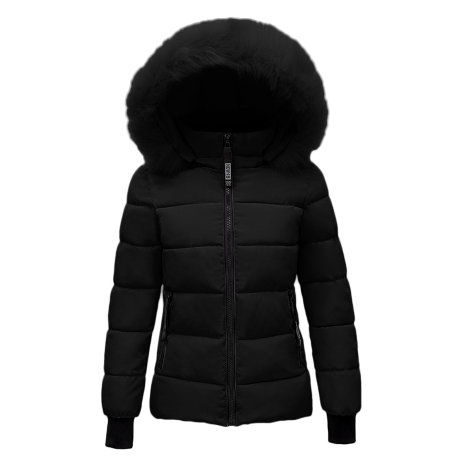 Homchy Coat Women Winter Plus Size Solid Color Down Coat Long Sleeve ...