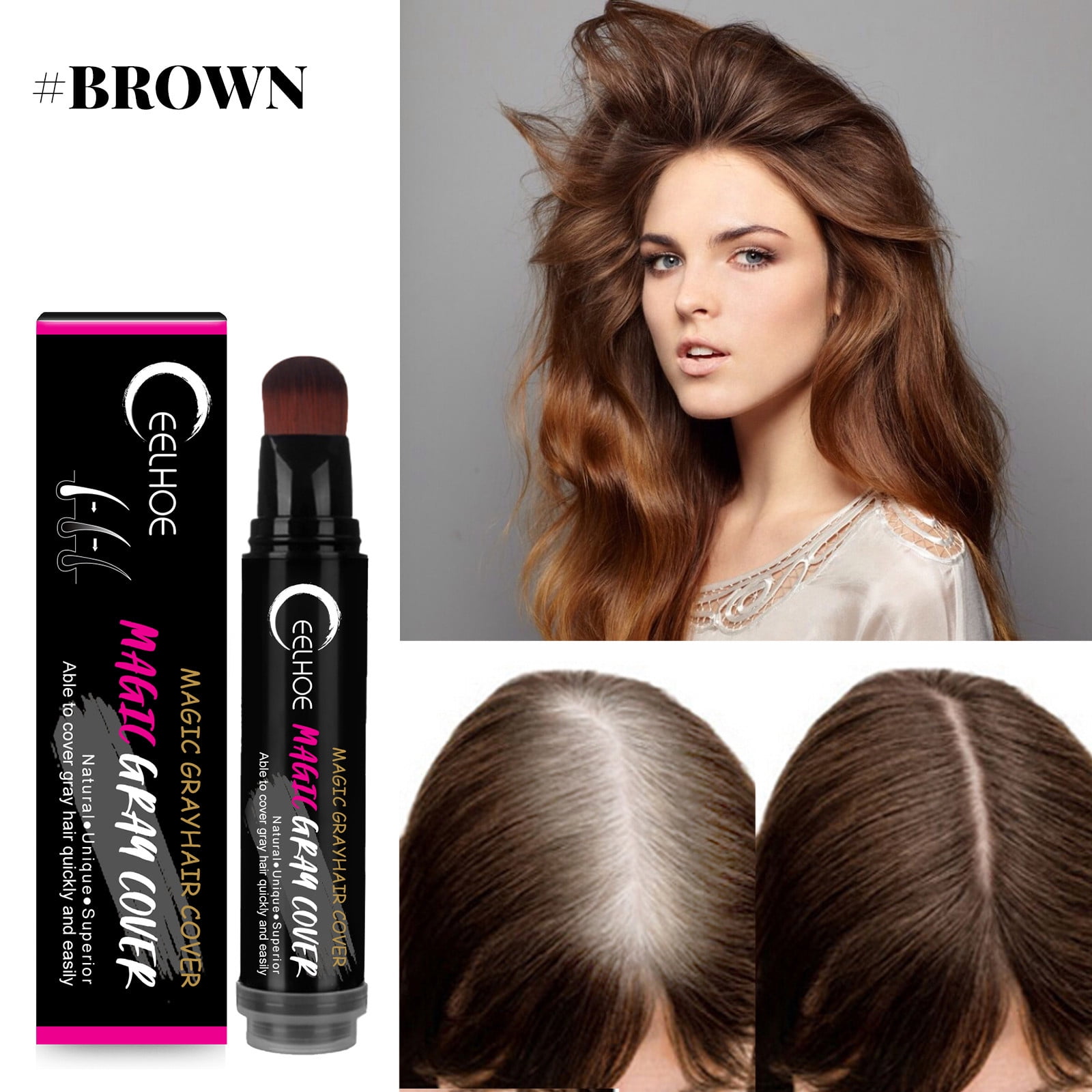 Homchy Hair Coloring Pen Coloring SemipermanentConcealer Haircolor TouchUp Stick to Cover Gray