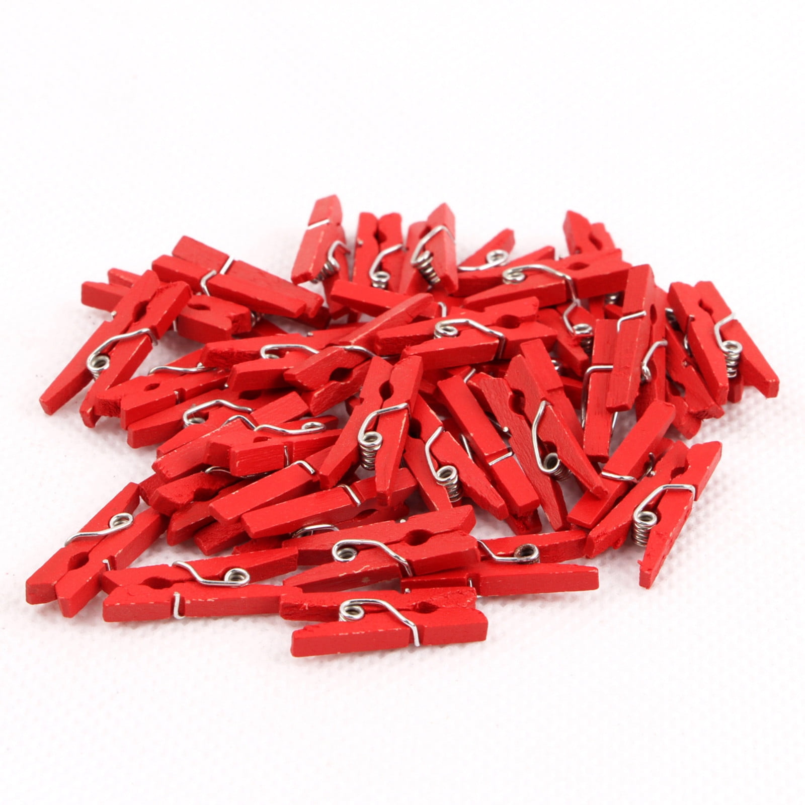 Homchy Mini Clothes Pins for Photo 50pcs 25mm Colorful Natural Wood Clothespins Craft Decoration Wooden Clips, Kids Unisex, Size: One size, Red