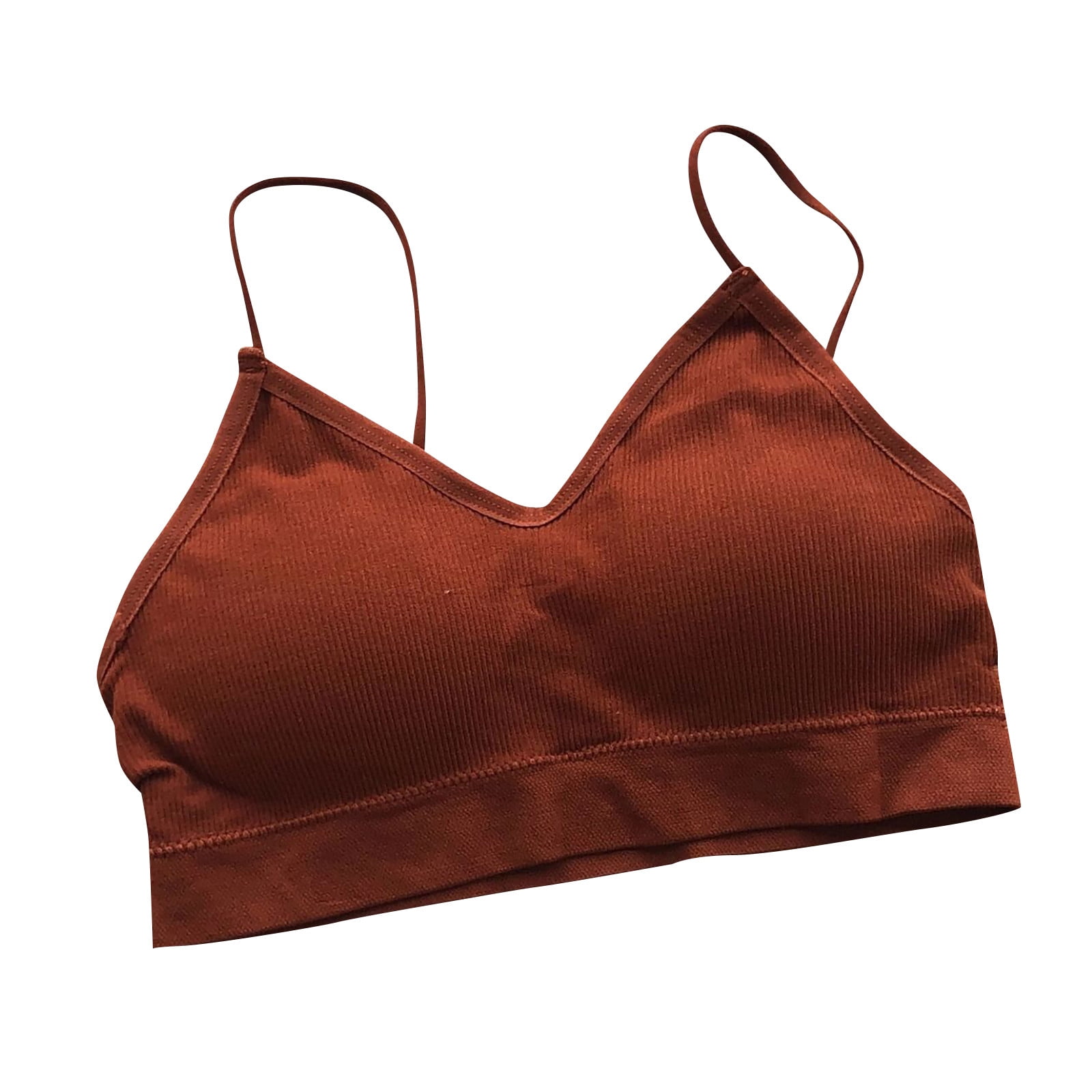 Homchy Pack of 1 V Neck Padded Sprot Bra for Women Seamless Bandeau Sports Camisole Bras