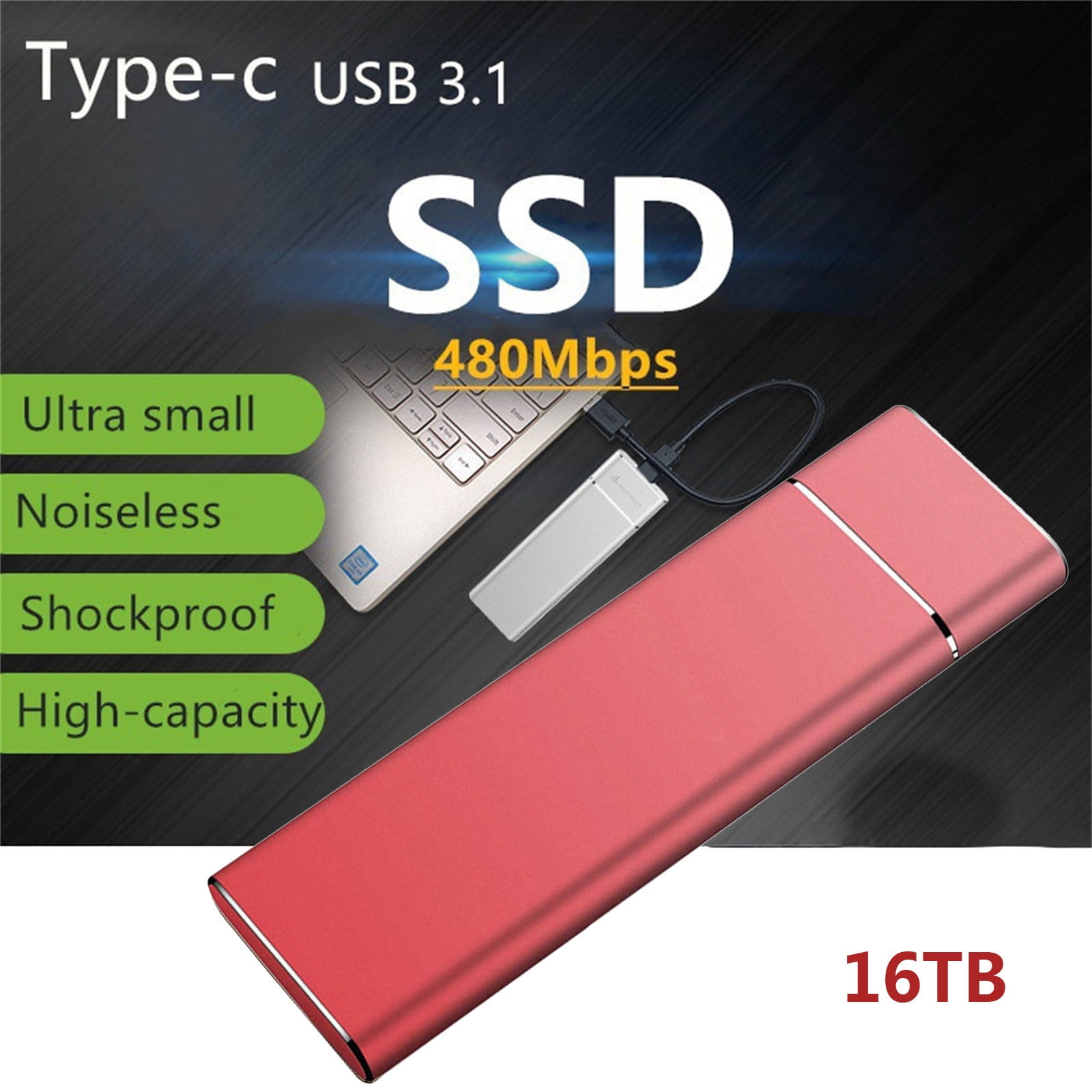 Homchy Portable SSD Type-C External Mobile Solid State Drive - Walmart.com