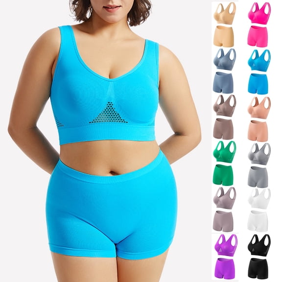 Homchy Women Bra Sports Yoga Bra Shorts Fitness Yoga Tank Top Large Sports Bra Shorts Set(Buy 2 Save 10%)