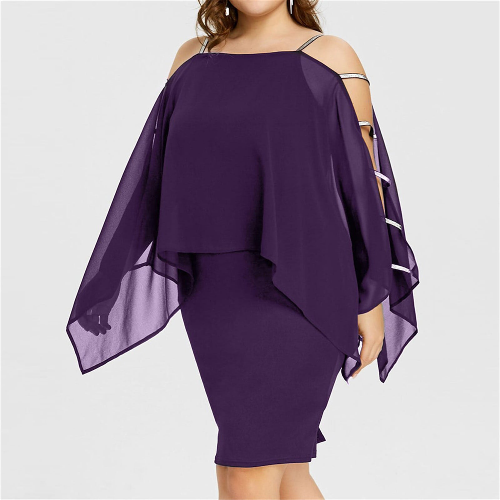 Asymmetrical chiffon cheap overlay dress