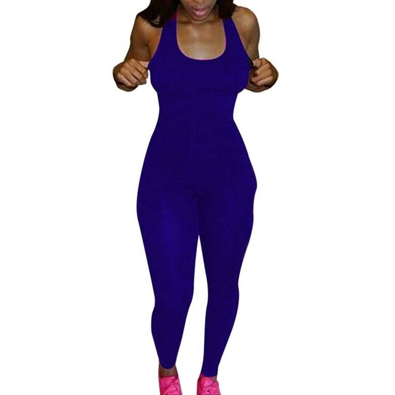 Homchy Women Slim Yoga Sport Jumpsuit Long Bodysuit Tracksuit Pants 