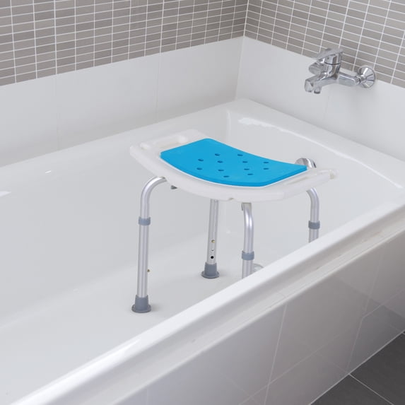 HomCom 6-Level Adjustable Curved Bath Stool Spa Shower Chair Non-Slip Design for the Elderly, Injured, & Pregnant Women