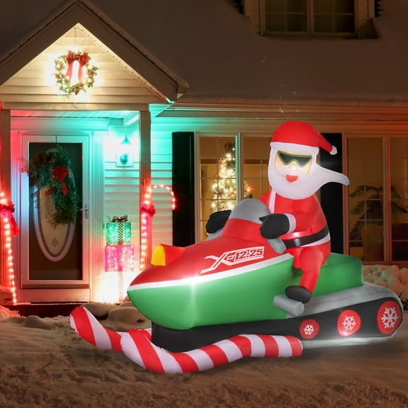 Homcom Christmas Inflatable Santa Claus with LED Lights for Garden Indoor Outdoor
