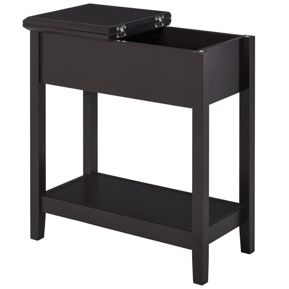 Homcom End Table,Narrow Side Table with Flip Top,Storage Cabinet,Bottom Shelf for Living Room,Dark Coffee,Dark Coffee Mdf Furniture Primary Living Space Tables