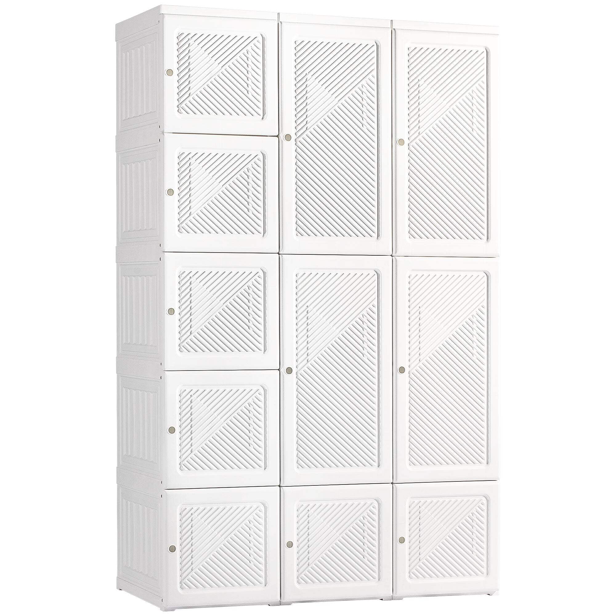 White Modular Portable Wardrobe Closet with Cube Compartments