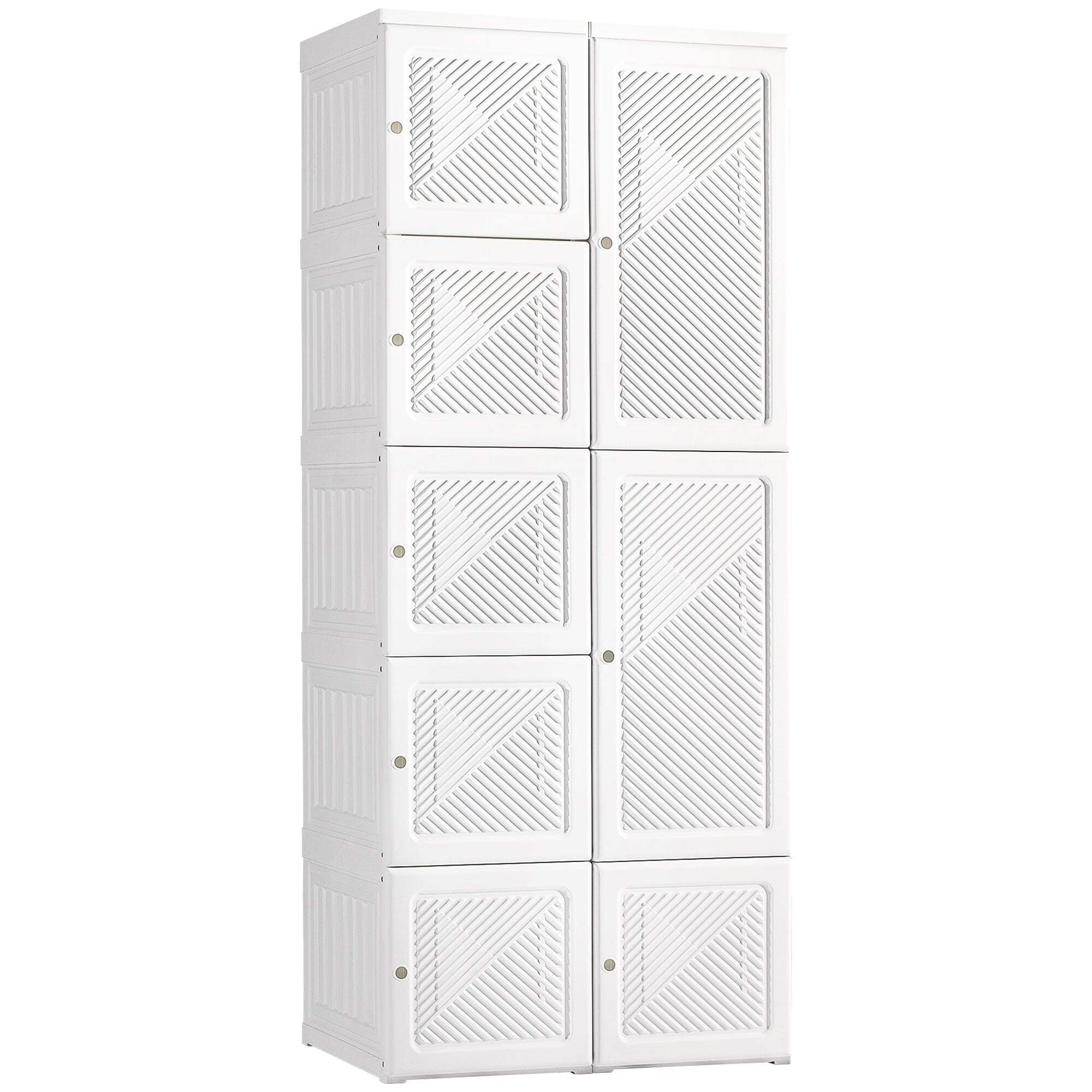 White Modular Portable Wardrobe Closet with Cube Compartments