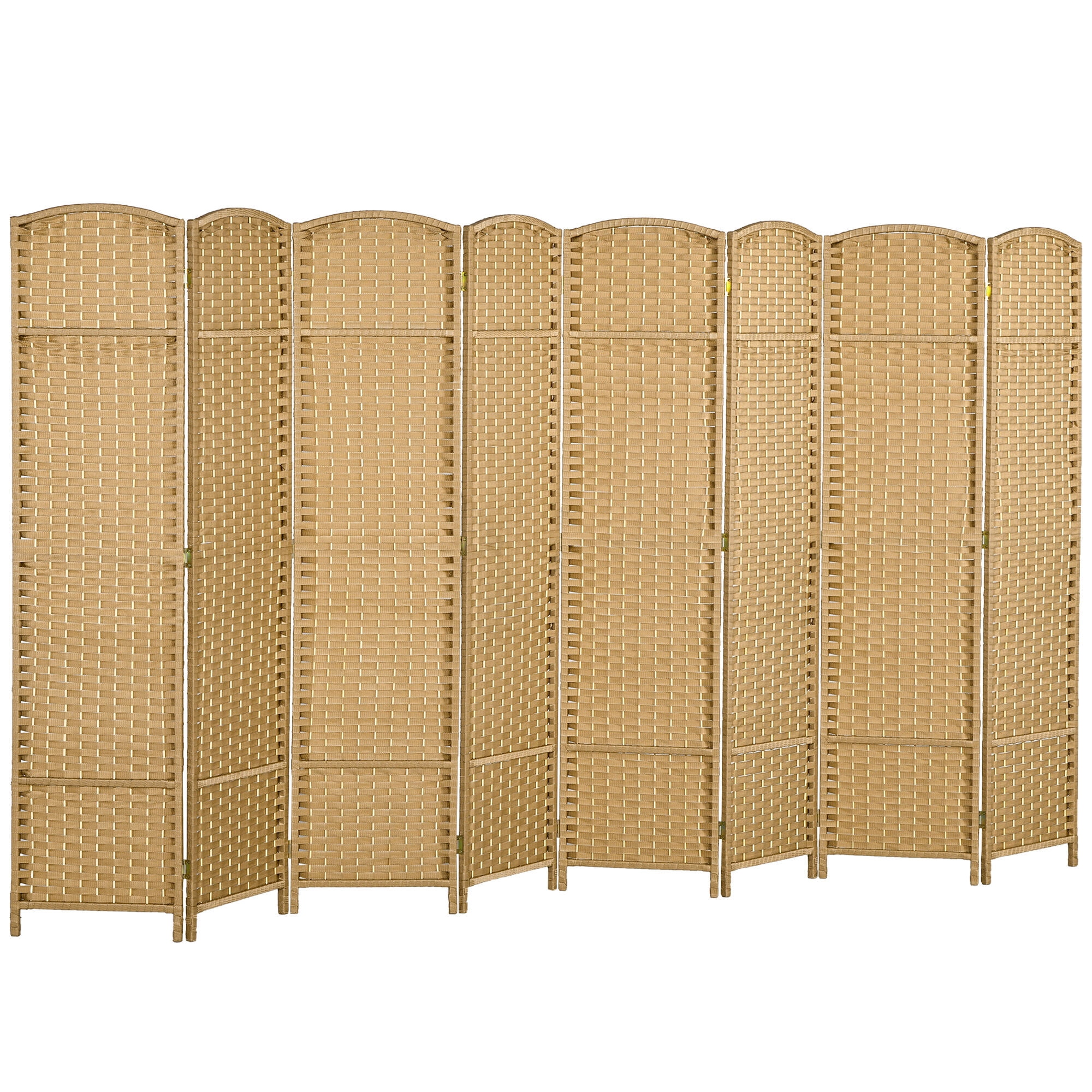 Privacy Screen HOMCOM Room Divider, 8 Panel Folding Privacy Screen, 5.6' Tall Freestanding Wall Partition for Home Office, Bedroom, Nature Wood,Outdoor Privacy Screen