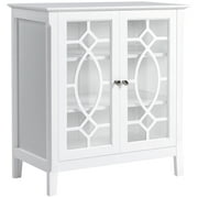 Homcom Sideboard Buffet Cabinet, Kitchen Storage, Glass Door Accent Cabinet with Adjustable Shelves, White