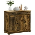 thumbnail image 1 of 39.8" Rustic Brown Sideboard with Solid Wood Top, Kitchen Storage Cabinet with 3 Drawers & Adjustable Shelf (15.8"D X 33.5"H), 1 of 8