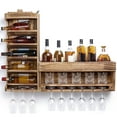 thumbnail image 1 of VigorPro Wall Mounted Wine Rack - Wooden Whiskey Shelf with Stemware Holder & Cork Storage, Home Bar Decor, 1 of 10