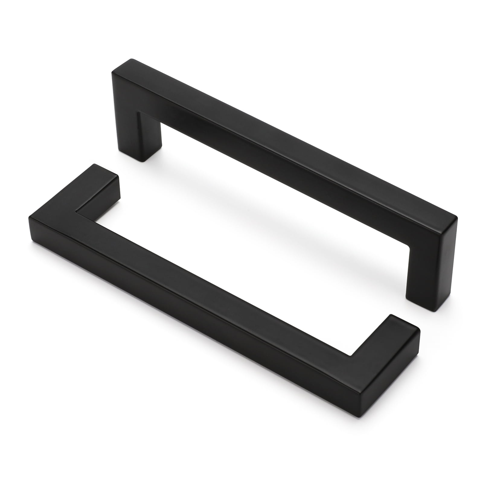 Homdiy 10 Pack Black Cabinet Pulls Square Matte Black Drawer Handles 5 inch Hole Centers