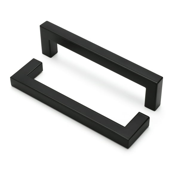 Homdiy 10 Pack Black Cabinet Pulls Square Matte Black Drawer Handles 5 inch Hole Centers