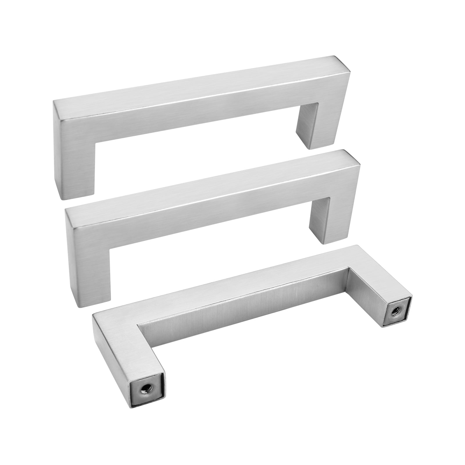 Homdiy 10 Pack Cabinet Handles Square Brushed Brass Drawer Pulls For Kitchen Cabinet Door Hardware Bathroom Bedroom Handles,4inch Hole Centers
