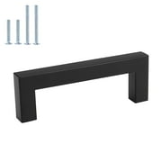 Homdiy 10 Pack Matte Black Cabinet Pulls Square Kitchen Hardware Cabinet Handles 4 Inch Hole Centers