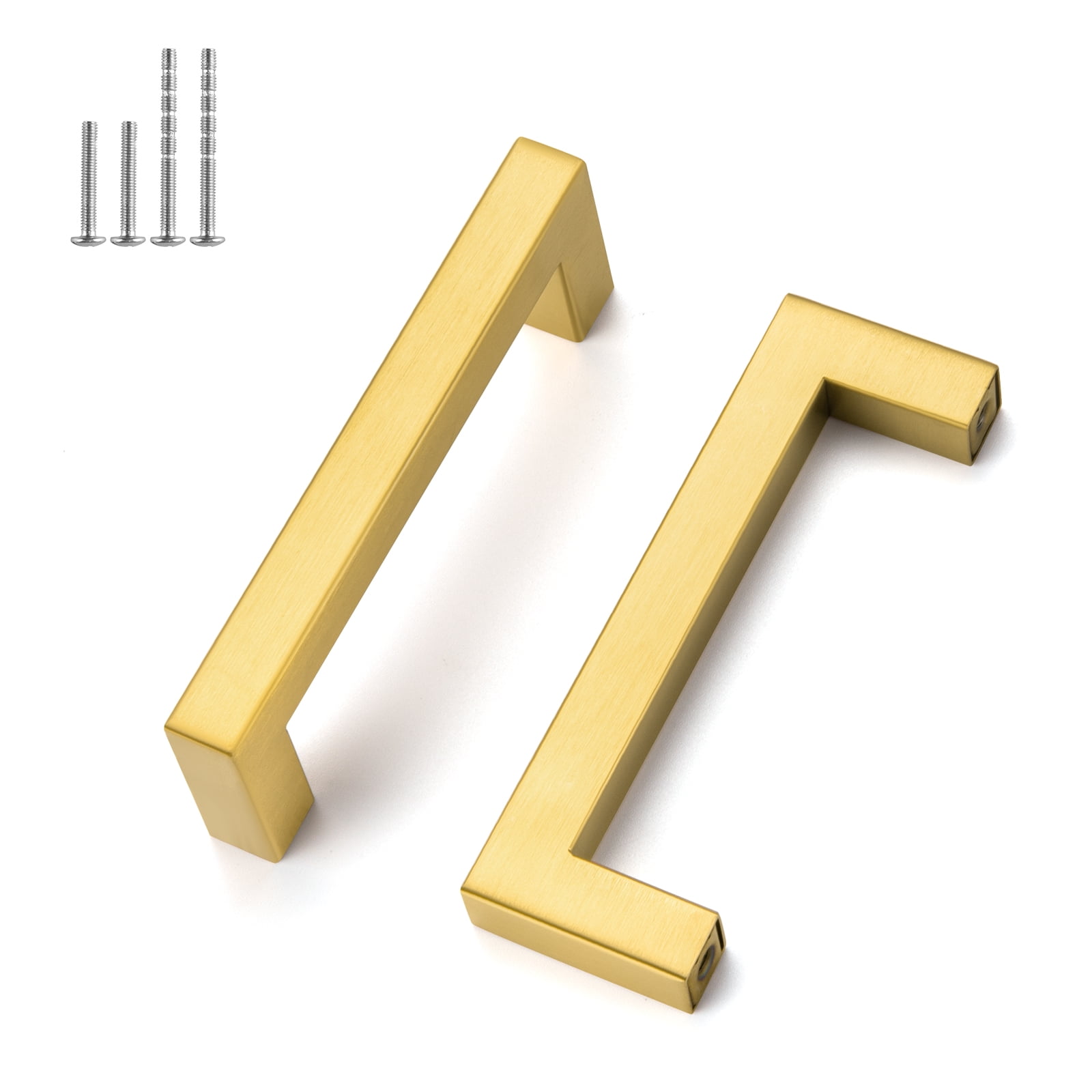 Homdiy 10 Pack Stainless Steel Cabinet Handles Brushed Brass Drawer Pulls for Kitchen Cabinet 4inch