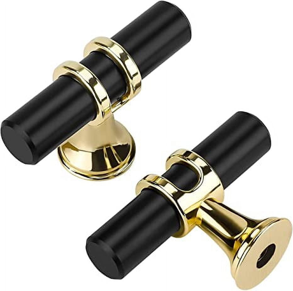 Homdiy 25 Pack Black Knobs, Black+Gold Knobs, Barrel