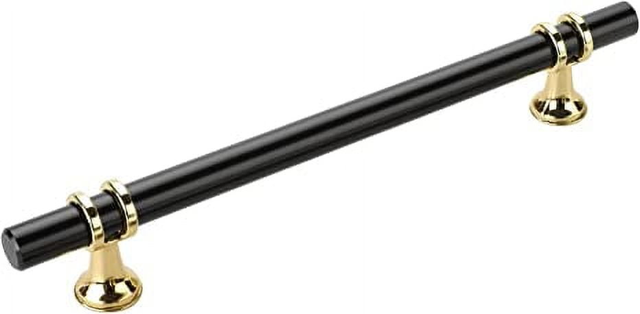 Homdiy 25 Pack Black Cabinet Pulls, Black+Gold Cabinet Handles, Barrel Cabinet Handles Black Drawer Handles Kitchen Cabinet Hardware Pulls, 6-1/4 inch Hole to Hole Center