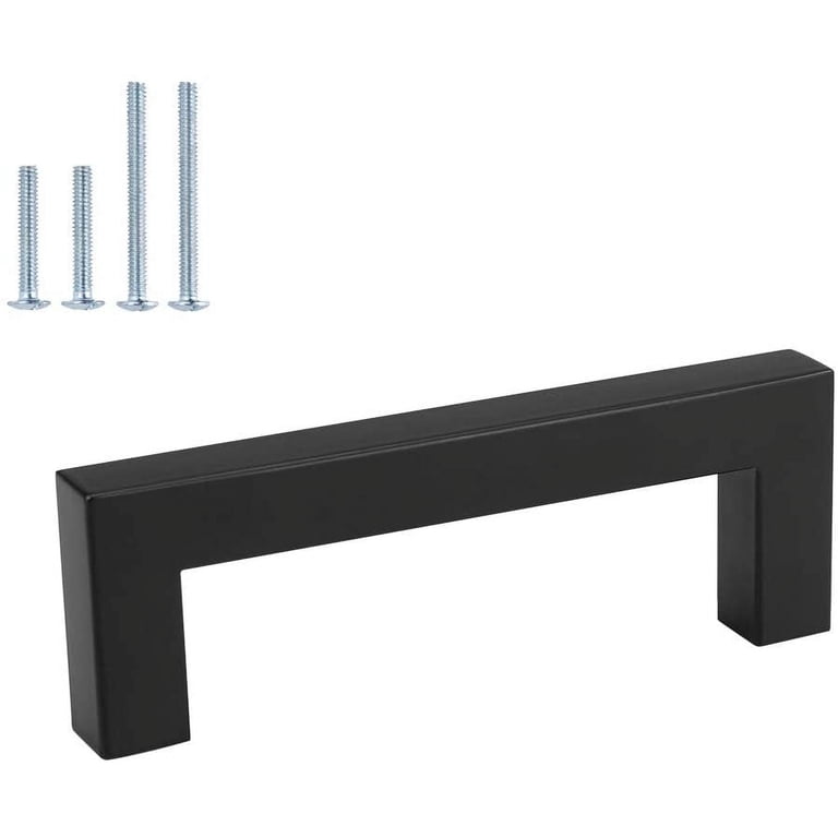 Homdiy 25 Pack Black Cabinet Handles - 3 3/4 Inch Center To Center, Matte Black Drawer Pulls For Kitchen & Furniture