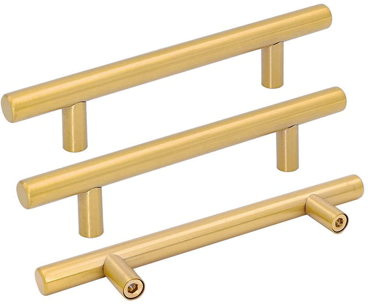 Homdiy 25 Pack Gold Brushed Craft Pulls for Kitchen Bedroom Bathroom Cabinet, Furniture Handles, 2-1/2 Hole Center(64mm)