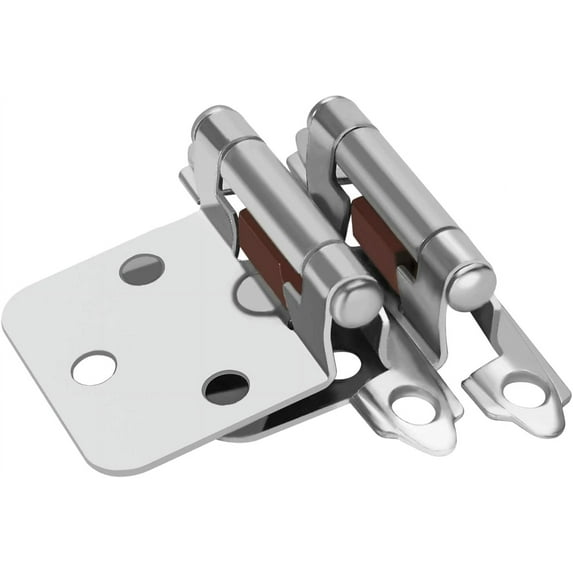 Homdiy 60 Units Brushed Nickel Cabinet Hinge Self Closing Kitchen Cabinet Hinges - 3/28Inch Satin Nickel Cupboard Hinges Face Mount Cabinet Hardware