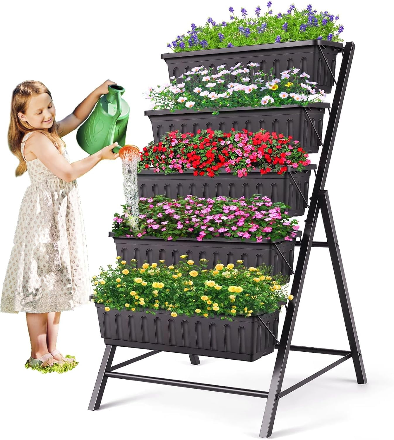 Homdox 3.74FT Multi-Tier Garden Bed with Tool Hooks - Perfect Vertical ...