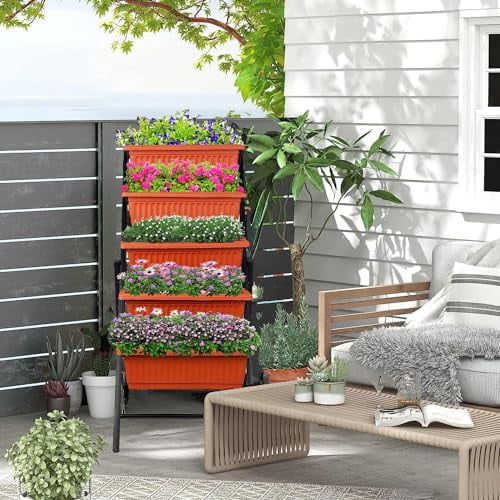 5-Tier Vertical Garden Bed - Elevated Planter Box With Drainage For Herbs & Vegetables