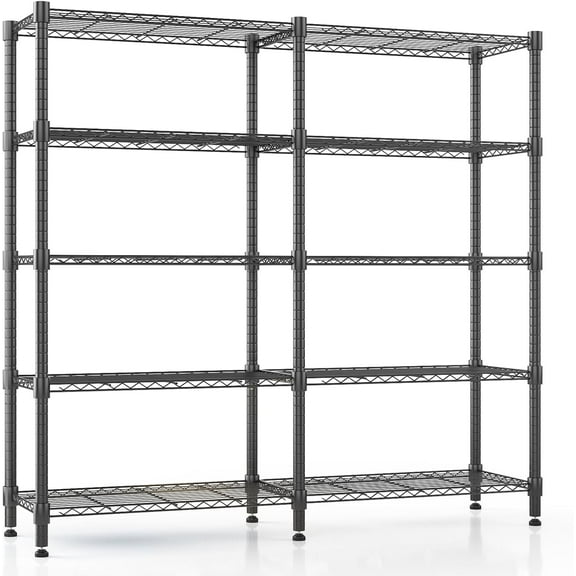 Homdox 5 Tier Storage Shelves Wire Shelving Unit Metal Shelves for Storage Heavy Duty Garage Shelf Pantry Shelves Kitchen Shelving, 14"x60"x72", Black
